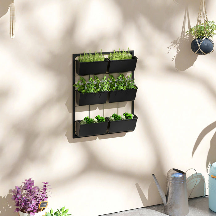 Outsunny Jardiniere Murale a 3 Niveaux avec 6 Pots, Support Suspendu