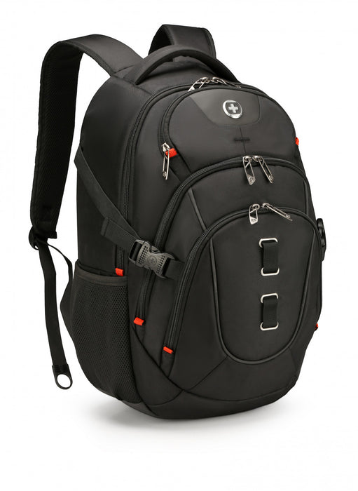 Sac a dos scolaire Swissdigital Meilen – Sac pour ordinateur portable de 17\", chargement USB, detecteur SDD, protection RFID, systeme Add-A-Bag, pret pour le voyage