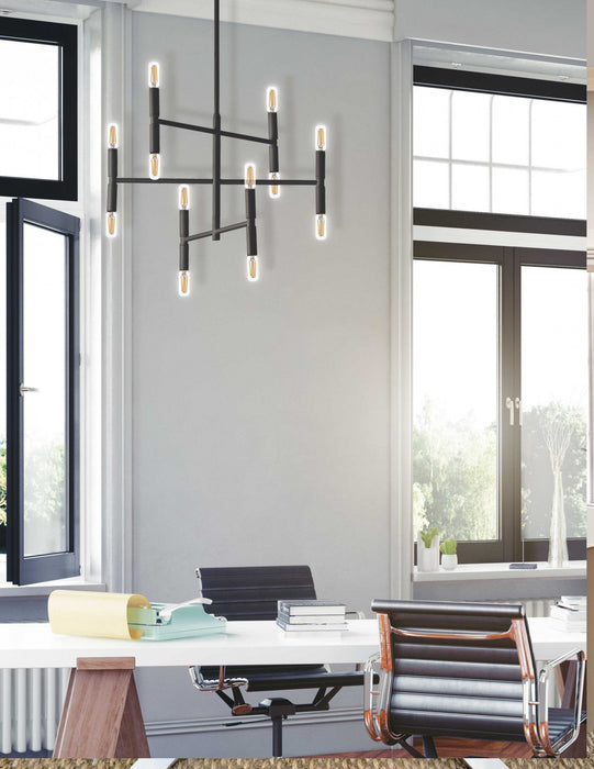 Petit lustre Ava de Dainolite avec fini noir mat et 12 ampoules