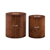 Kinley Set of 2 Modern Round Nesting Coffee Tables, Burl Veneer Cylinder Side Table Set, Brown | Ensemble de 2 tables basses rondes gigognes Kinley, tables d'appoint cylindriques placage bois, brun
