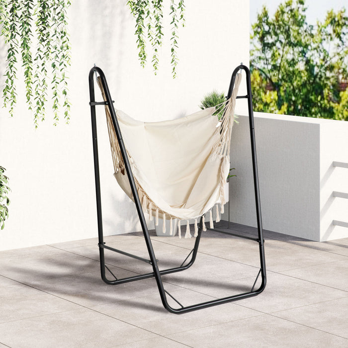 Outsunny Chaise Hamac Avec Support, Balancoire Hamac, Blanc