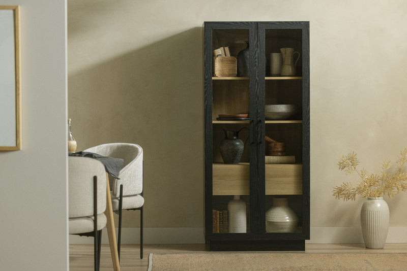 Arum Armoire de cuisine 2 portes contemporaine avec portes Chêne noir et Frêne naturel, de Meubles South Shore