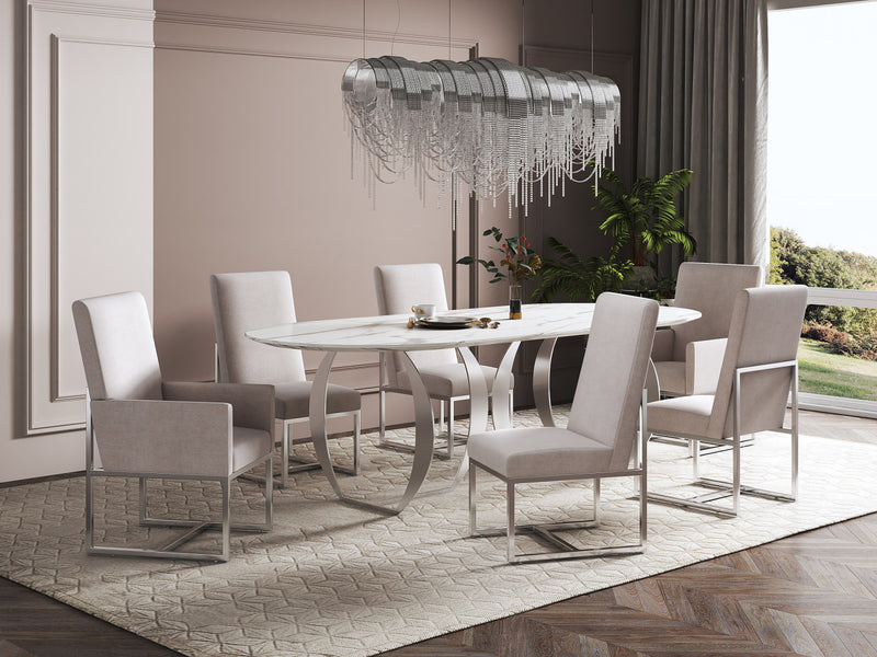 Ensemble de 8 chaises de salle a manger Element Modern en champagne