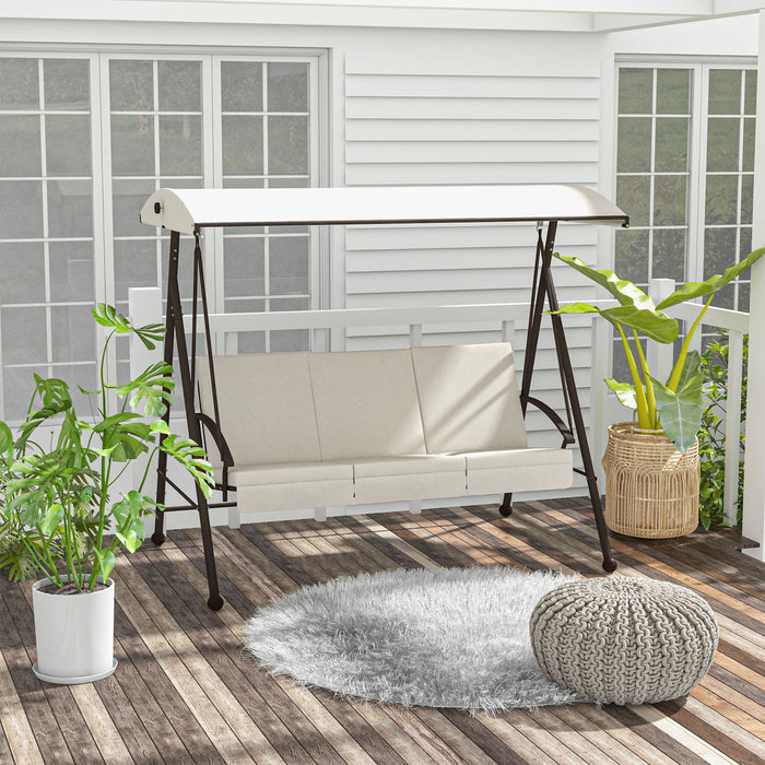Outsunny Balancoire De Patio 3 Places Avec Auvent Reglable Et Coussins