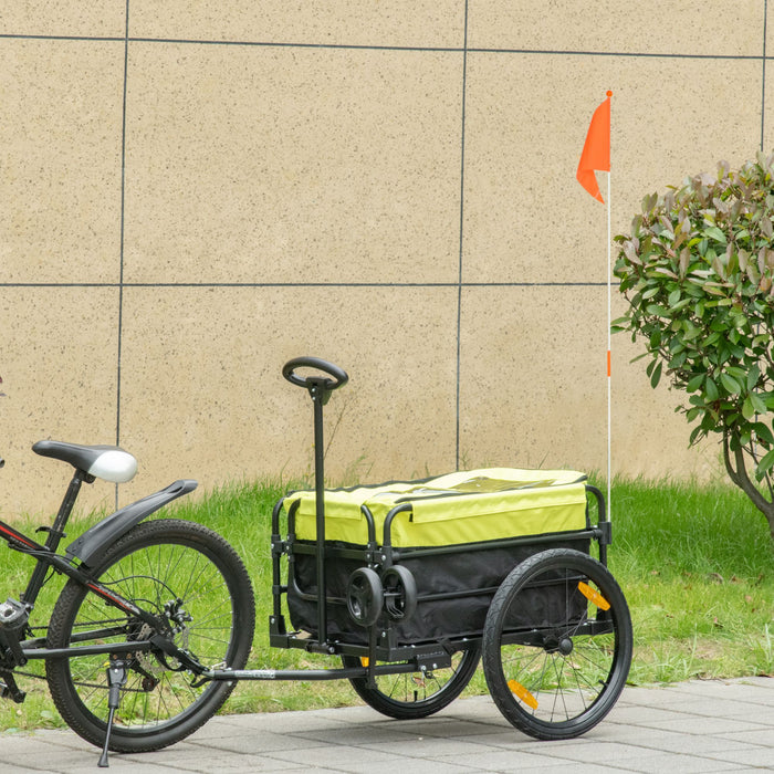 Aosom Bike Cargo Trailer & Wagon Cart, Chariot De Jardinage Multi-usages Avec Boite Amovible, Grandes Roues De 20'', Reflecteurs, Attelage Et Poignee, Jaune