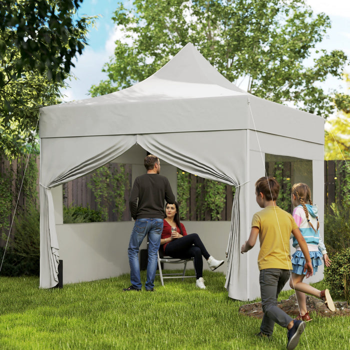 Outsunny Tente A Auvent Escamotable 10' X 10' Avec Sac A Roulettes, Upf50+
