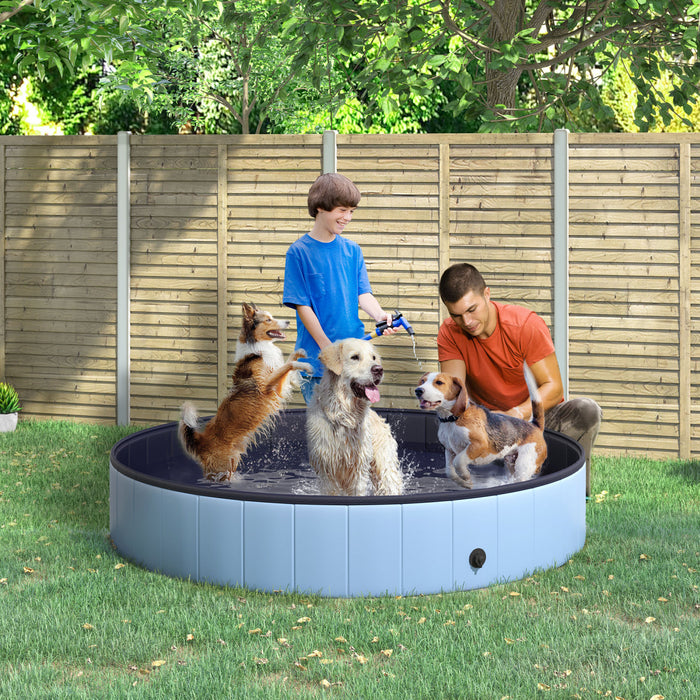 Pawhut Piscine Pliante Pour Chien Piscine Pour Animaux De Compagnie Baignoire Pour Chiot Fournitures Pour Animaux De Compagnie (Φ63\", Bleu)