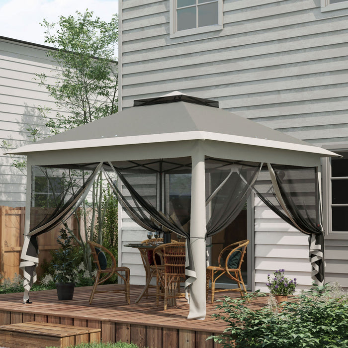 Outsunny Gazebo Escamotable 11' X 11' Avec Sac De Transport, Gris Fonce