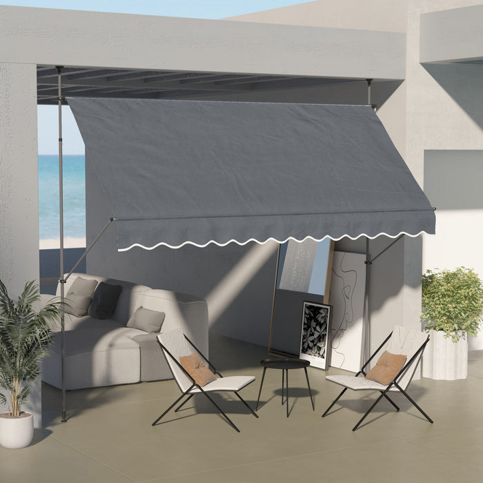 Outsunny Auvent Retractable 11,5' X 4', Autoportant Et Sans Vis, Gris Fonce