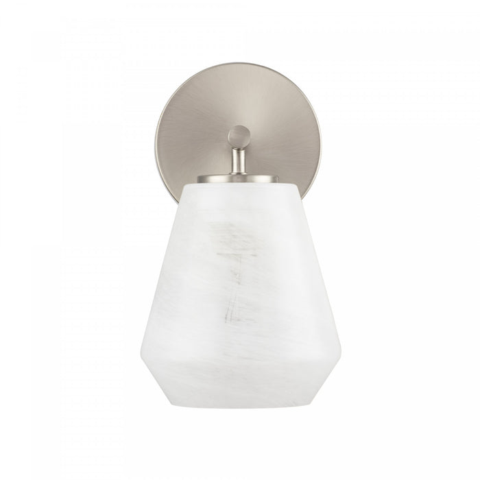 Applique Murale A 1 lampe Brooke, Nickel Brosse Avec Verre Blanc Vaporeux