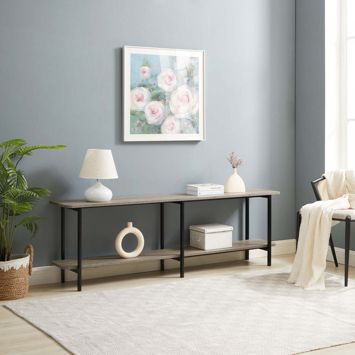 Console contemporaine moderne Celine 180 cm en gris rustique (2 etageres)