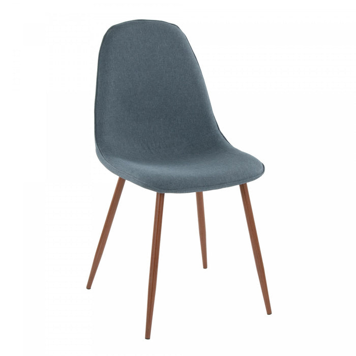 Chaise d’appoint de salle à manger moderne du milieu du 20e siècle Pebble en tissu bleu - ensemble de 2