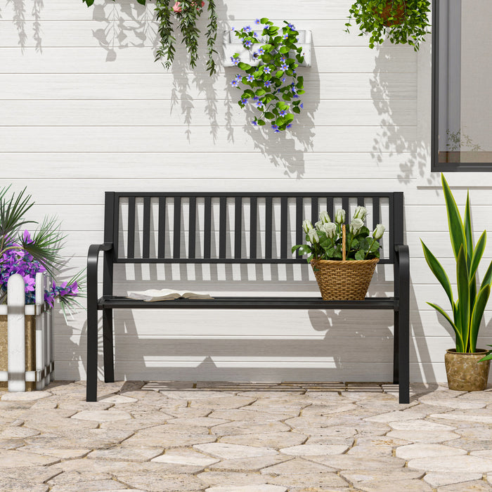 Banc De Jardin En Acier Outsunny 50\" Mobilier D'exterieur, Noir