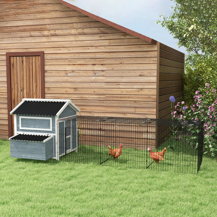 Pawhut Poulailler En Bois Avec Enclos 11' X 5' X 3.5', Nichoirs, Plateau Coulissant, Perchoirs Pour 2 A 4 Poules, Gris Fonce