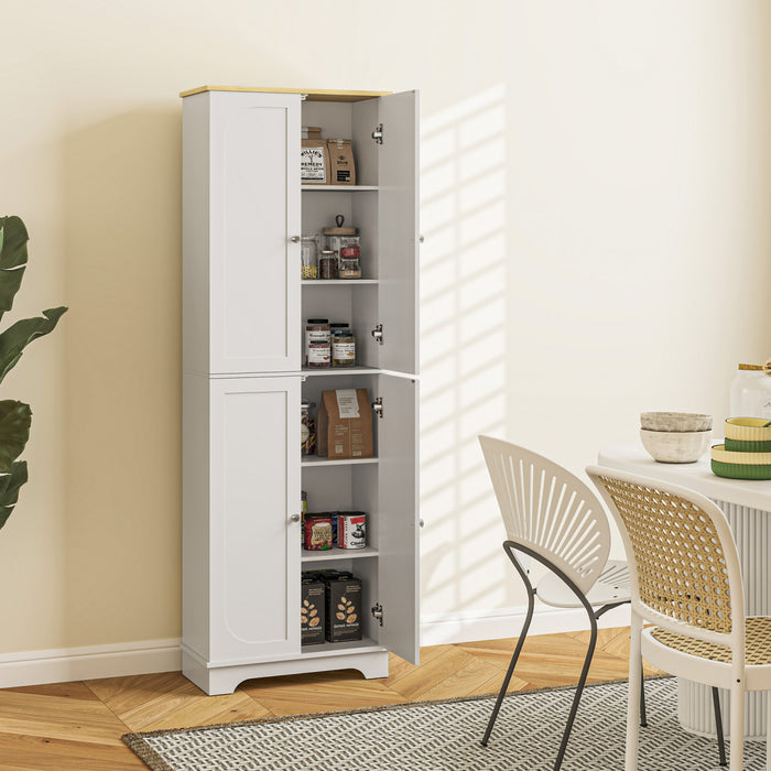 HOMCOM Armoire de garde-manger avec 4 portes, 72 po de haut, blanc