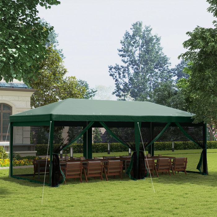 Outsunny 3 m x 6 m Tente de reception, auvent d'exterieur, pare-soleil de jardin, vert