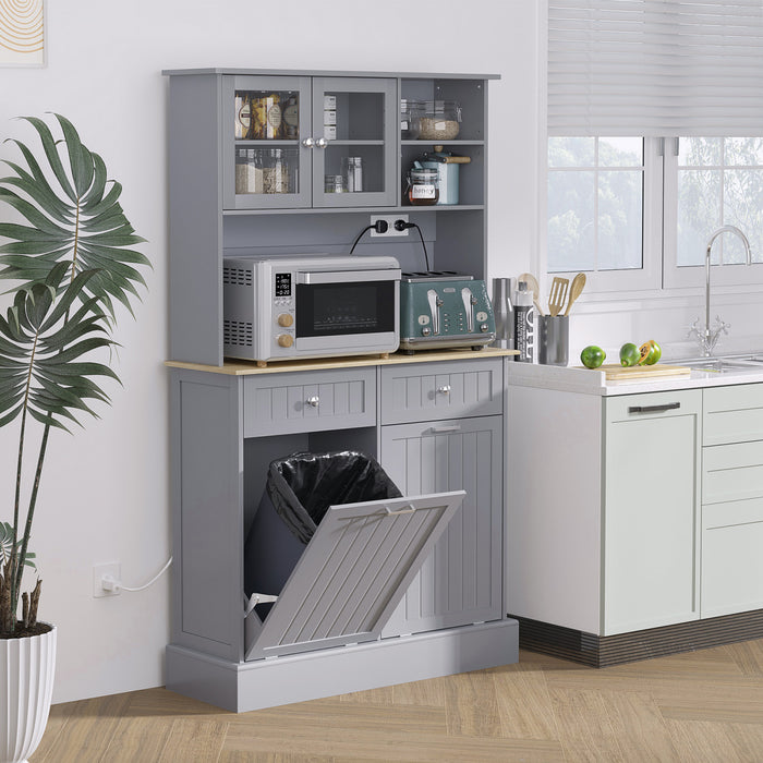 HOMCOM Armoire Garde-Manger Cuisine avec Station de Chargement, Gris