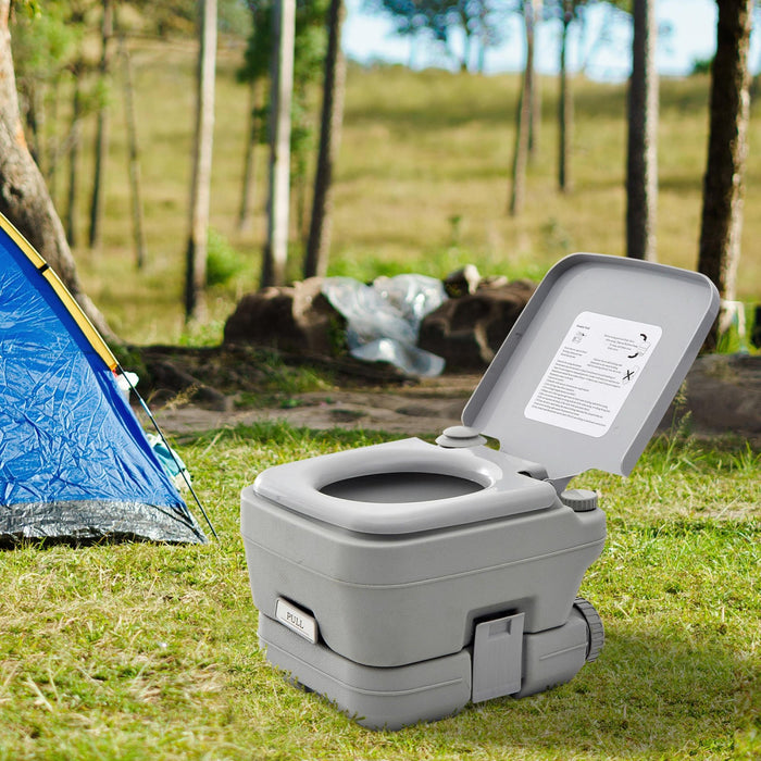 Toilettes portables d'exterieur Outsunny avec reservoir a chasse d'eau pour le camping, la navigation de plaisance et les voyages en voiture, capacite de 10 litres (2,6 gallons).