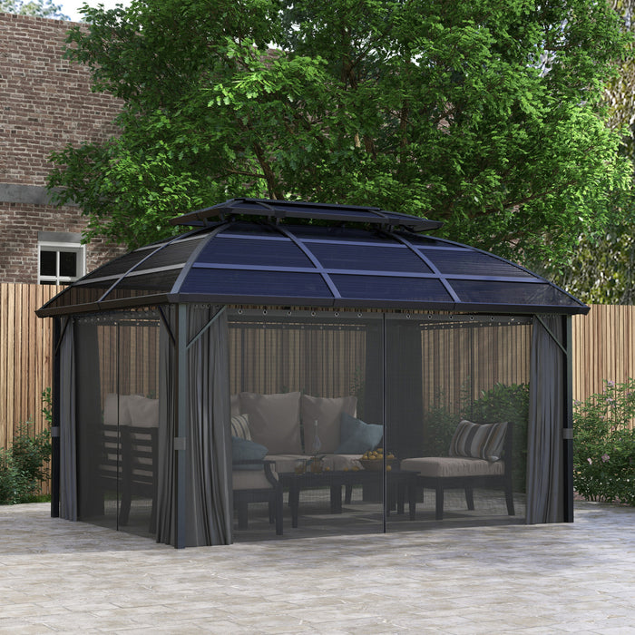 Outsunny Tonnelle De Patio 13' X 10', Tonnelle A Double Toit, Noir