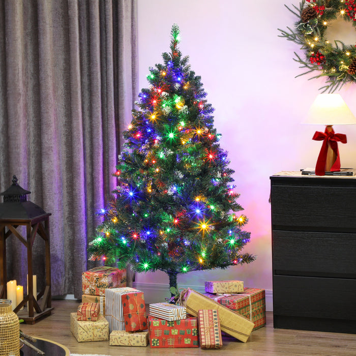 HOMCOM Sapin de Noel Givre de 5pi avec Lumieres Bicolores, Sapin de Noel