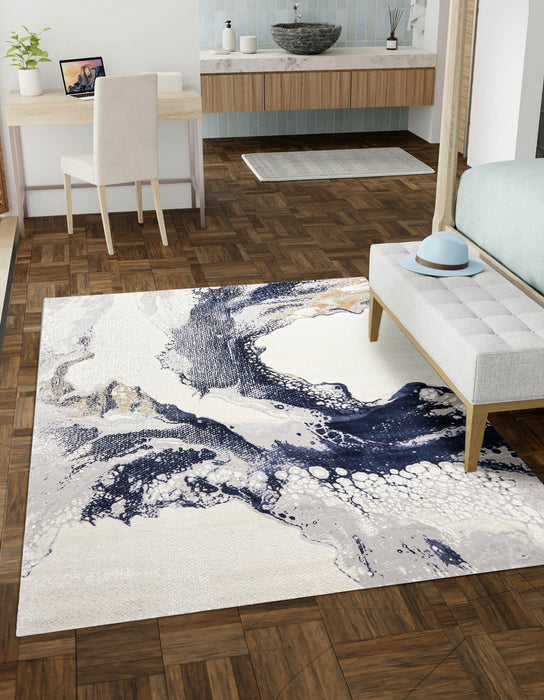 Tapis Contemporain/Moderne Bloom 8'0\" x 10'0\" en Bleu