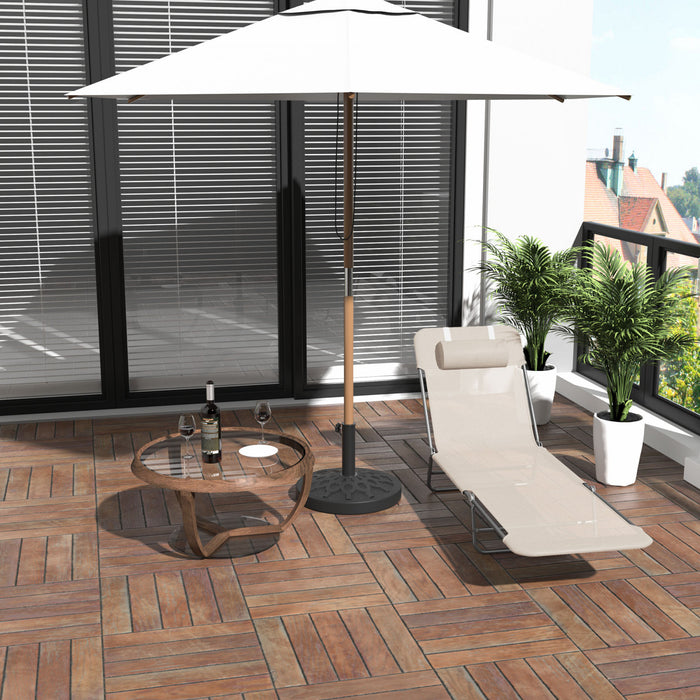 Chaise Longue D'exterieur Outsunny, Chaise Pliante Reglable Inclinable, Beige