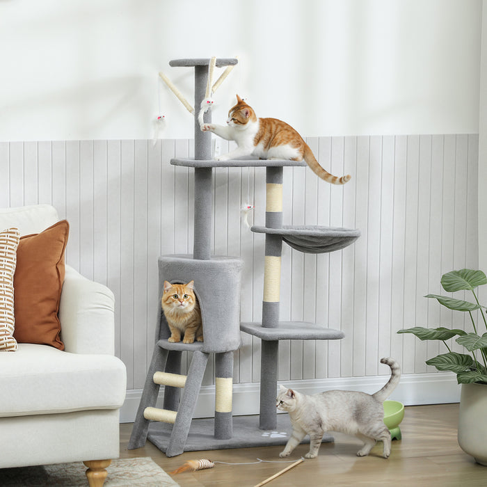 Arbre a chat 134 cm multi-niveaux, centre d'activites pour chaton