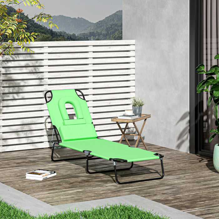 Chaise Longue D'exterieur Adjustable Outsunny Verte