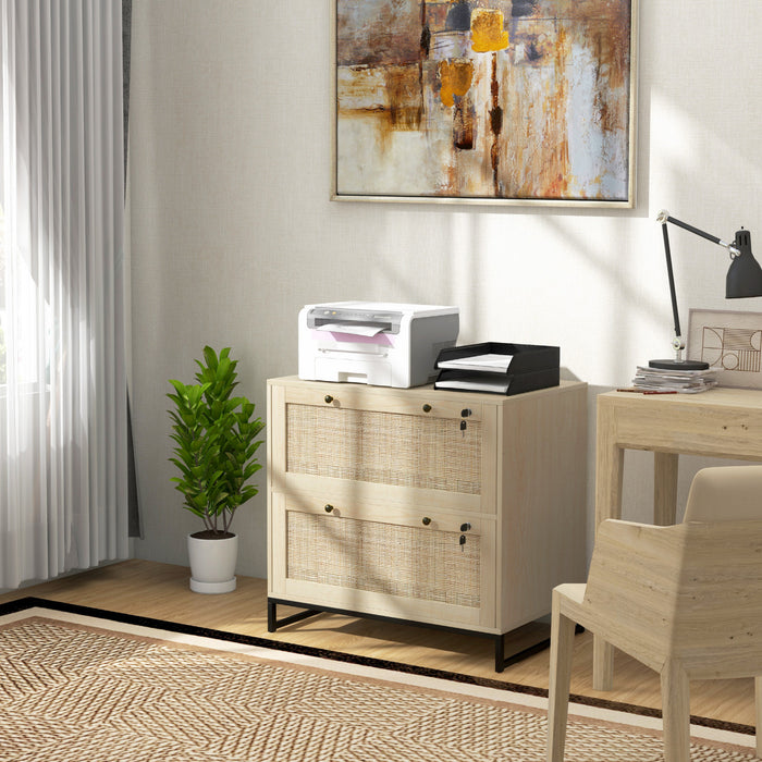 Vinsetto Classeur Verrouillable Avec Barre De Suspension, Naturel
