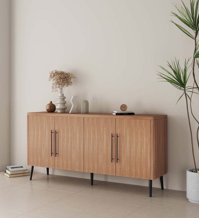 Buffet Jodie mi-siecle moderne a cannelures de 165 cm en erable