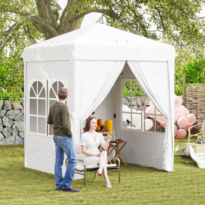Outsunny Tente Escamotable 6,7'x 6,7' Avec Sac De Transport, Blanc