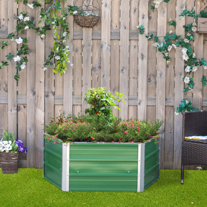 Outsunny Jardiniere En Acier Lit De Culture Lit Sureleve Pot De Fleurs Bac A Plante Pour Patio Terrasse Jardin Une Paire De Gants Fournie Tole D'acier Vert