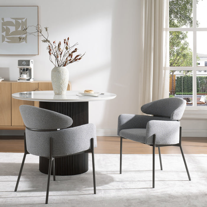 Fanny Chaises De Salle A Manger Modernes, Lot De 2, Assise Tapisee En Tissu Avec Structure Metallique, Gris