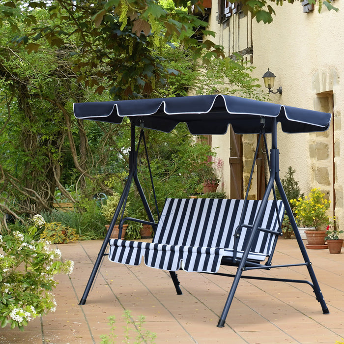 Balancoire De Porche Pour 3 Places Rembourree Chaise Longue De Jardin Hamac De Terrasse Avec Cadre Et Auvent Bleu