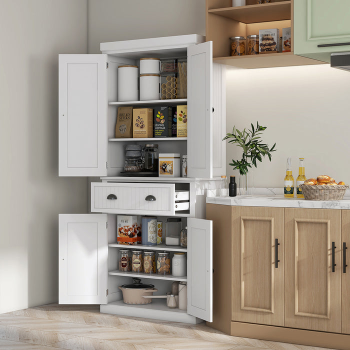 HOMCOM Garde-manger de cuisine 72 po, armoire de rangement avec tiroirs