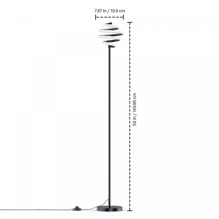 Lampe à pied en spirale à DEL de 59 po noir mat