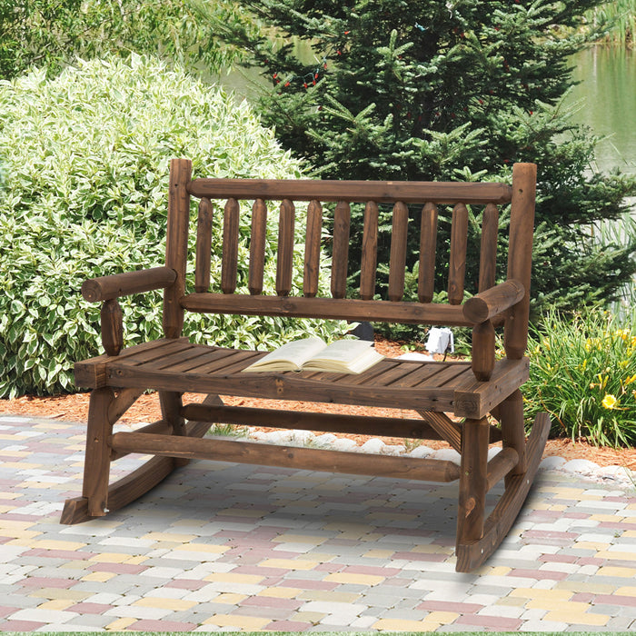Outsunny Chaise A Bascule D'exterieur Pour 2 Personnes Avec Design A Lattes