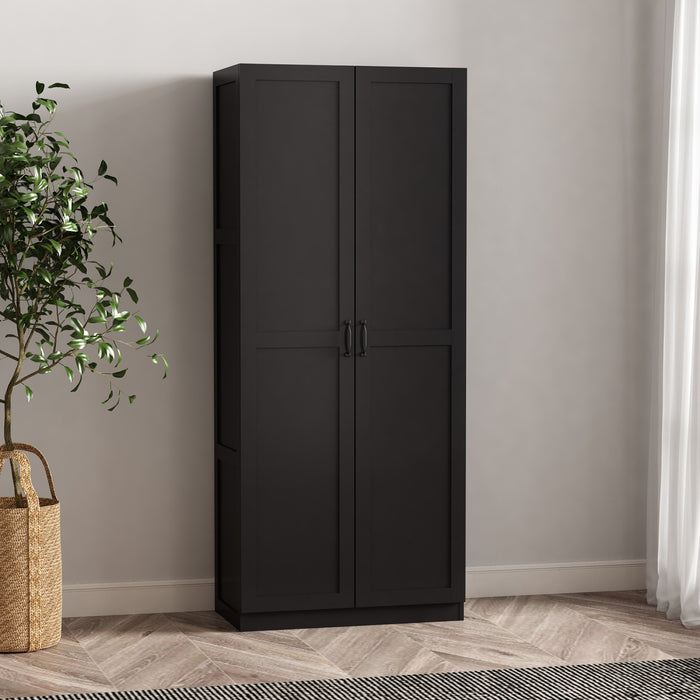 Armoire de rangement Cornelia Modern 30\" en noir (4 etageres)