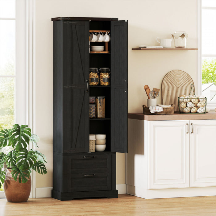 HOMCOM Meuble de rangement de cuisine de 71 po, armoire de cuisine, noir