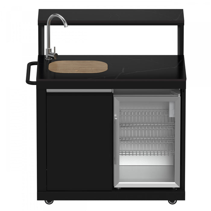 Cuisine d'exterieur All'Aperto avec comptoir noir, 99 600 BTU, module bar et four a pizza – FODKT2568BLK