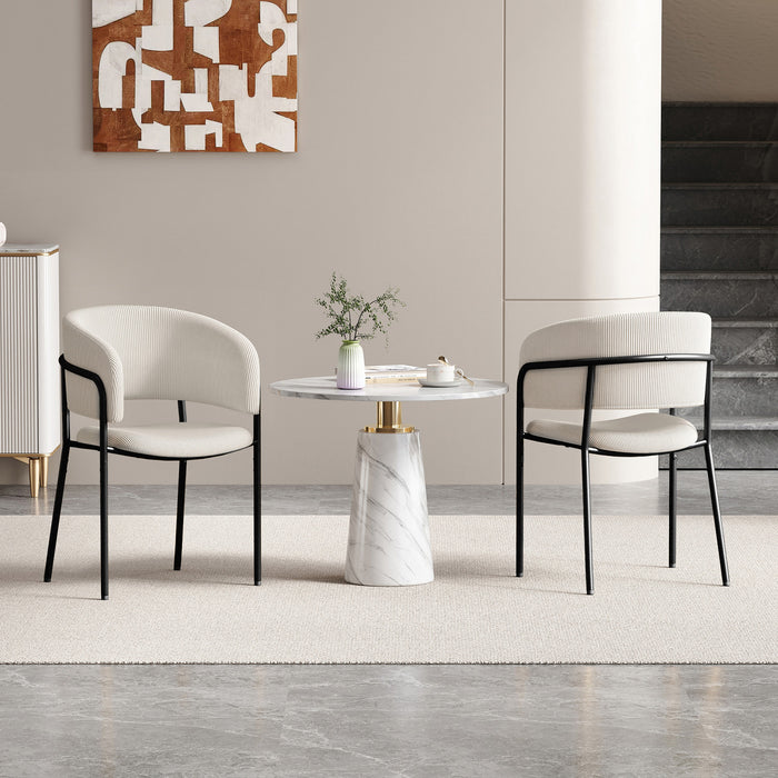 Ethan Ensemble de 2 chaises d’appoint modernes avec assise en velours cotele, pieds inclines et pieds reglables, beige