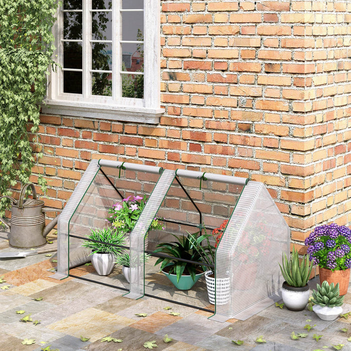 Outsunny 6' X 3' X 3' Mini-serre Portable Pour Le Jardin Exterieur Avec De Grandes Portes A Fermeture Eclair Et Une Couverture En Pe Pour L'eau Et Les Uv