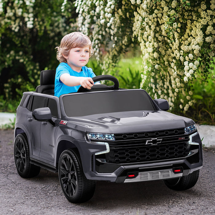 Aosom Chevrolet Voiture Electrique Sous Licence 12 V Pour Enfants Avec Telecommande, Klaxon, Cadeau Pour Garcons Et Filles De 3 A 6 Ans Avec Lecteur De Musique, Voiture Electrique Pour Enfants, Gris