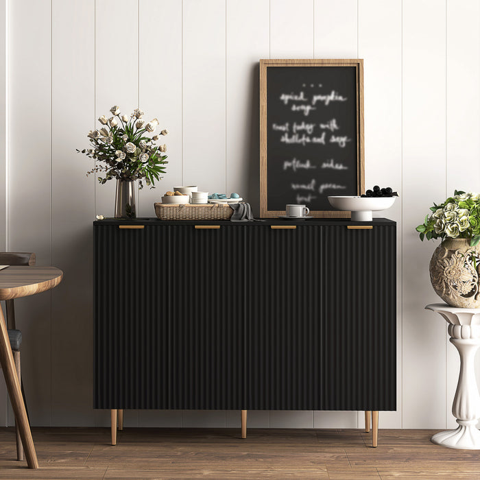 HOMCOM Buffet avec etageres reglables, Noir