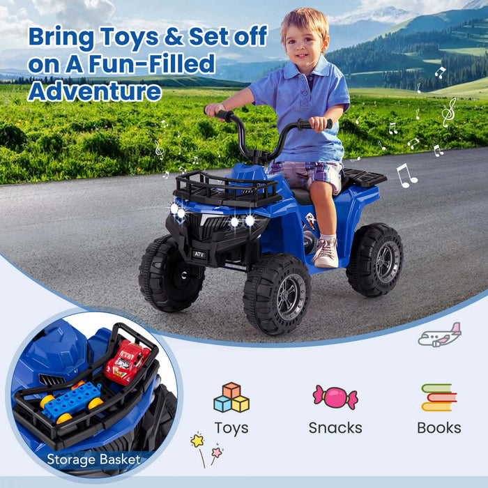Costway Kids Ride Sur Atv Electrique 6v 4 Roues Quad Car Avec Un Bouton De Demarrage Pneus De Bande De Roulement Marine
