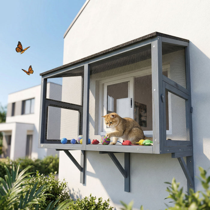 Catio Extensible pour Fenetre, Enclos Exterieur pour Chat, 100 cm