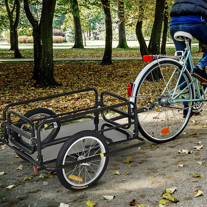 Aosom Remorque Cargo Pour Velo, Chariot De Velo Utilitaire, Porte-bagages De Voyage