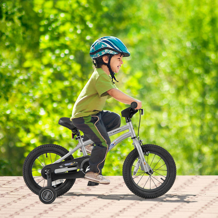 Velo Costway 14 Pouces Pour Enfants De 3 A 5 Ans Avec Selle Reglable Et Guidon Antiderapant Argent