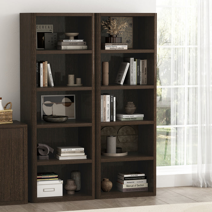 Bibliotheque ouverte moderne Rivington 28\" en noyer fonce - Lot de 2