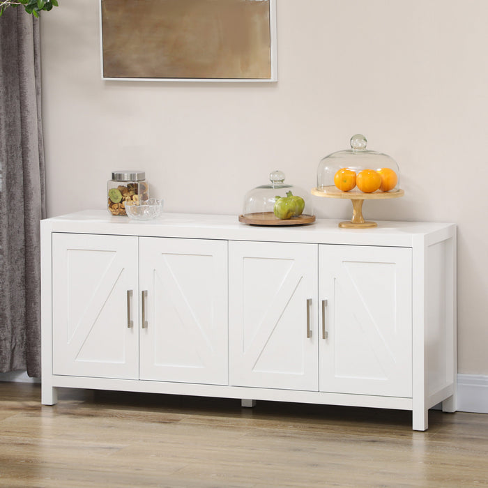 HOMCOM Buffet de cuisine Meuble TV pour televiseurs jusqu'a 65\" Blanc
